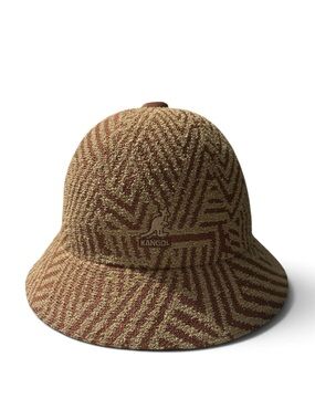 Kangol Zigzag Knit Bucket Hat in Brown and Tan